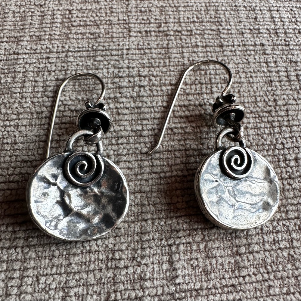 Oxidized Sterling Silver Hammered Earrings
